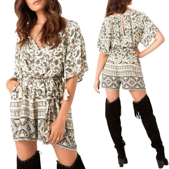 Spell and The Gypsy Collective Pants - Spell & The Gypsy Collective, NWT, Women’s ‘Journey Romper’ in Ash, White, Small